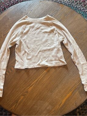 PacSun Women's Long-Sleeve Waffle Crop Top - Beige